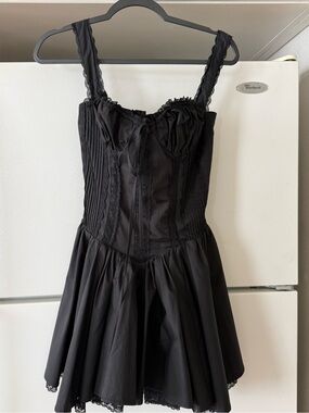Black Lace-Trim Mini Dress